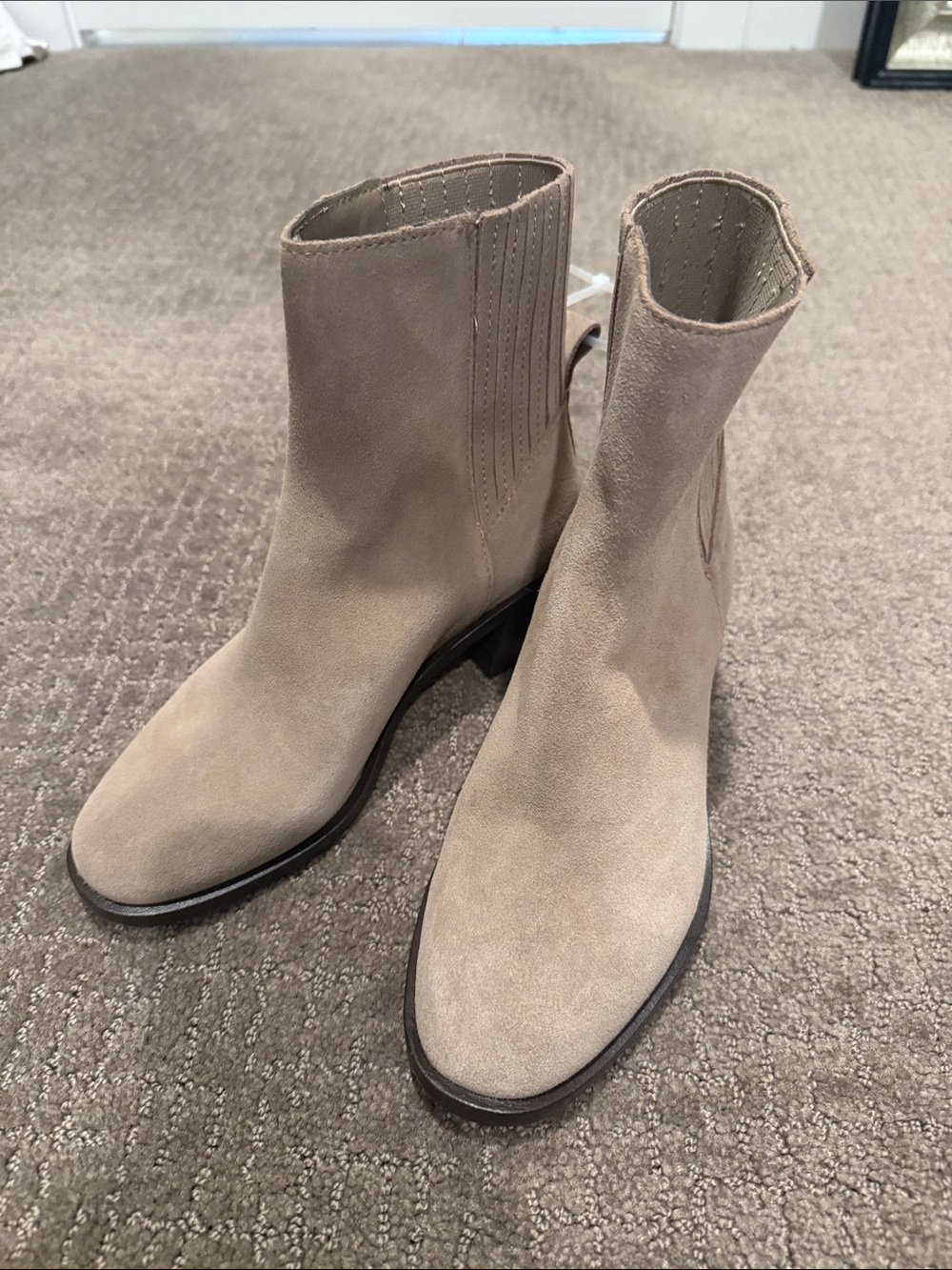 Dolce Vita Taupe Suede Chelsea Ankle Boots
